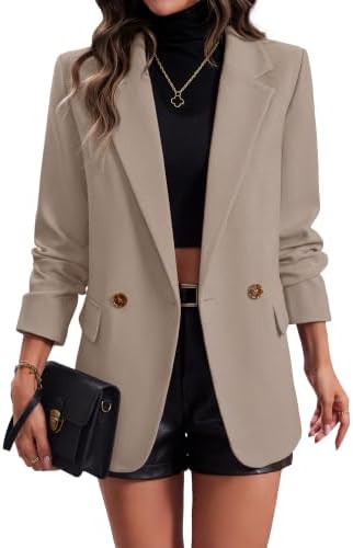 Double breasted oversized blazer in Beige Apricot
