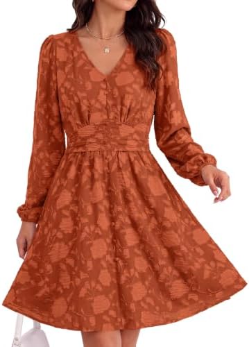 Puff sleeve jacquard mini dress in Orange