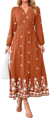 Embroidered orange tiered maxi in Orange