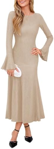 Apricot bell sleeve bodycon maxi in Apricot