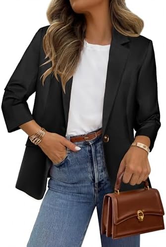 Ruched three quarter sleeve blazer in Black