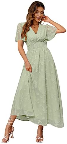 Light green velvet ruffle maxi in Lightgreen