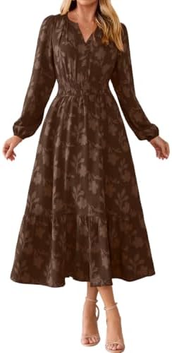 Tiered boho floral maxi with pockets in Chocolate Brown