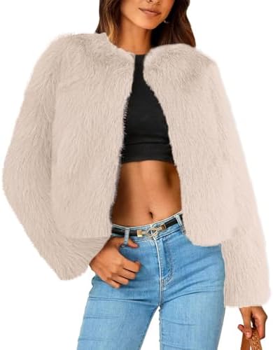 Furry cropped jacket in Apricot