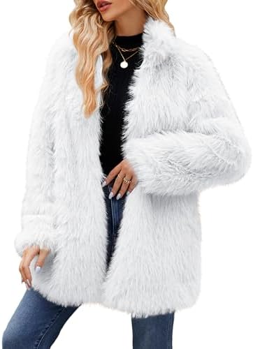 Shaggy faux fur hook jacket in White