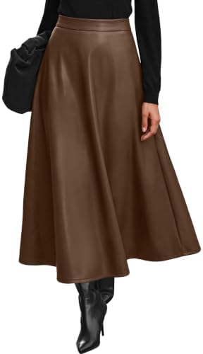 Matte faux leather A-line skirt in Chestnut Brown