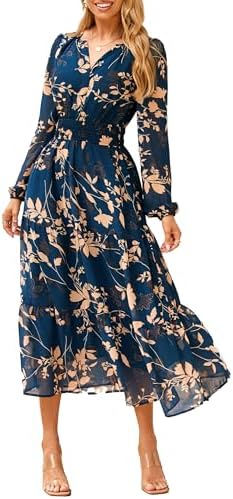 Lined puff sleeve floral swing maxi in Navy Floral