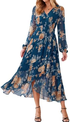 High low chiffon floral maxi in Navy Blue Floral