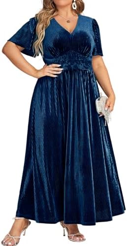 Velvet maxi dress in Navy Blue
