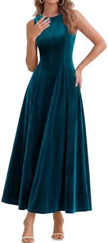 Crewneck velvet A-line maxi in Jade