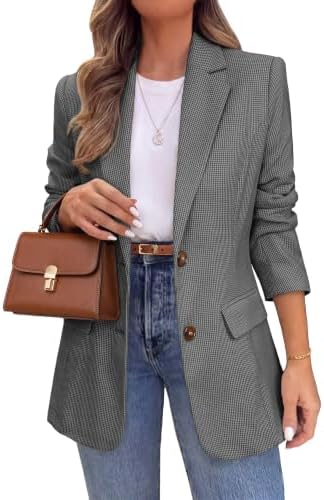 Mini houndstooth tweed blazer in Dark Gray