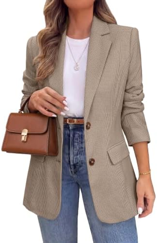 Mini houndstooth tweed blazer in Light Brown
