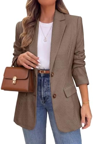 Mini houndstooth tweed blazer in Brown