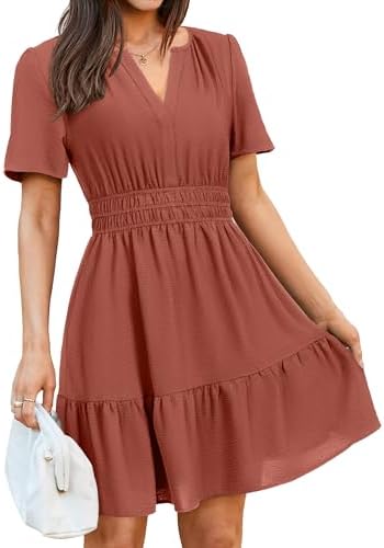 Rust pink tiered ruffle sundress in Rust Pink