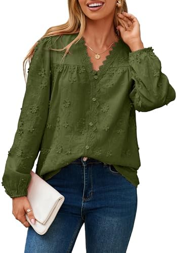 Army green 3D florette button down in Army Green