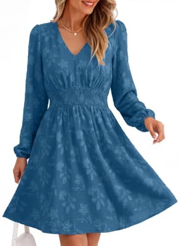 Smocked burnout floral mini in Lake Blue