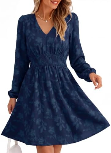 Smocked burnout floral mini in Navy Blue