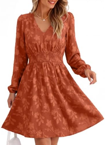 Smocked burnout floral mini in Burnt Orange
