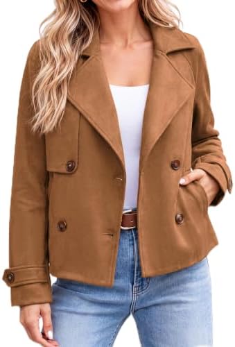 Double breasted faux suede jacket in Caramel