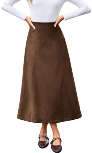 Paneled faux suede A line midi in Coffee