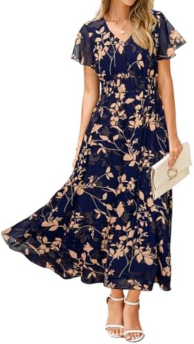 Chiffon floral maxi dress in Navy Blue 2