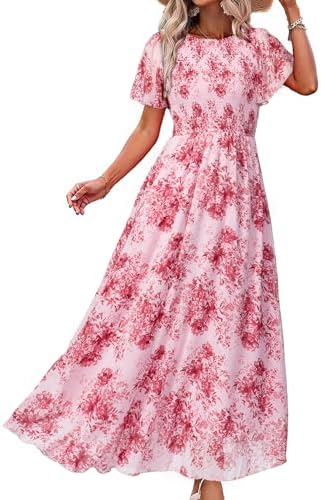 Smocked chiffon maxi dress