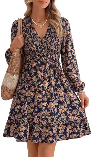 Lantern sleeve navy floral mini in Floral Navy
