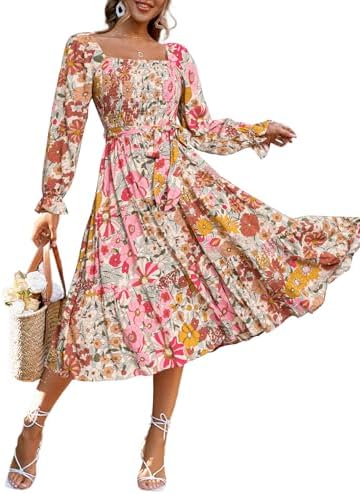 Square neck viscose maxi dress in Floral