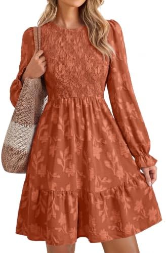 Burnout floral smocked mini in Orange