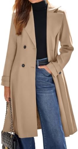 Belted faux suede long trench in Khaki