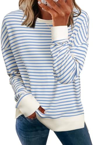 Striped oversized sweatshirt in Striped Light Blue