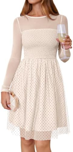 Polka dot tulle A-line mini in Beige