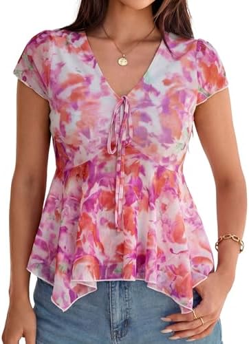 Peplum babydoll floral top in Orange Floral