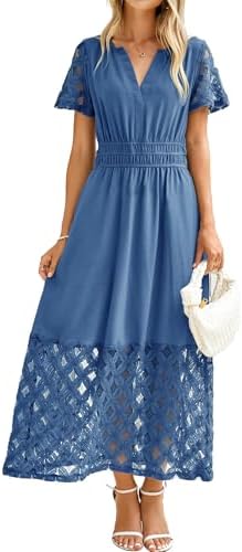 Boho maxi dress with pockets in Blue