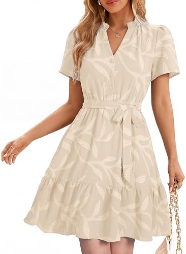 Burnout leaf belted mini dress in Beige