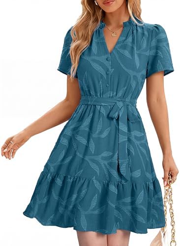 Burnout leaf print belted sundress in Ink Blue