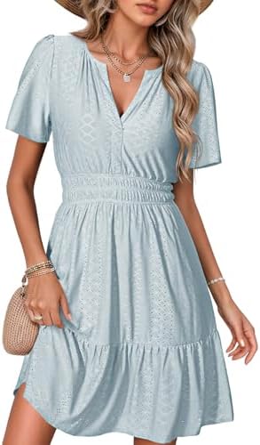 Eyelet mini dress in Blue
