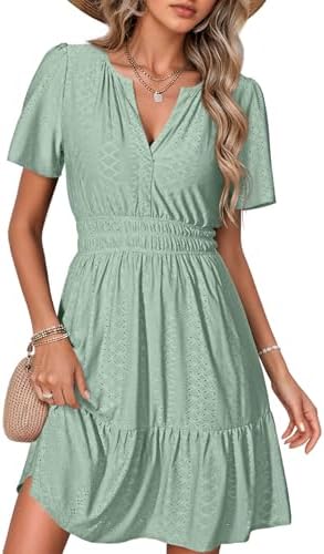 Eyelet mini dress in Sage Green