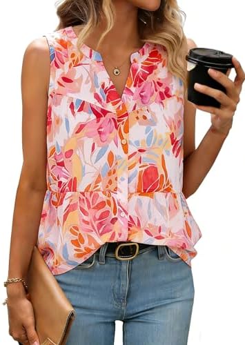 Tiered floral chiffon tank blouse in Red Yellow Floral