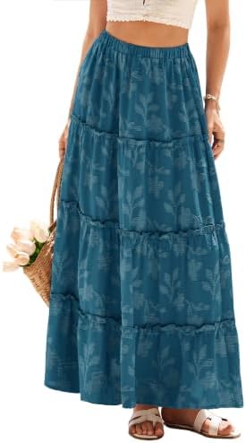 Tiered burnout floral maxi skirt in Lake Blue