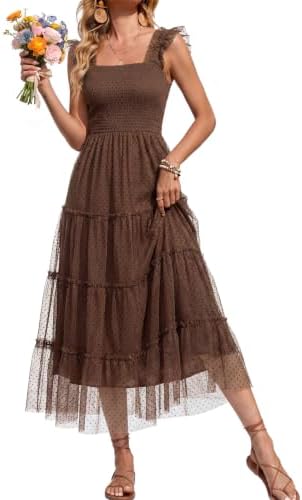Polka dot tulle midi in Coffee