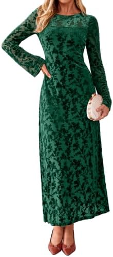 Bell sleeve burnout velvet maxi in Dark Green