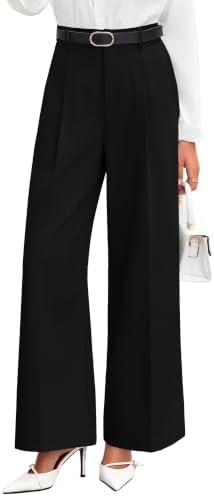 Pleated wide leg dress trousers in Black