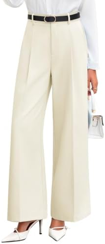 Pleated wide leg dress trousers in Off White